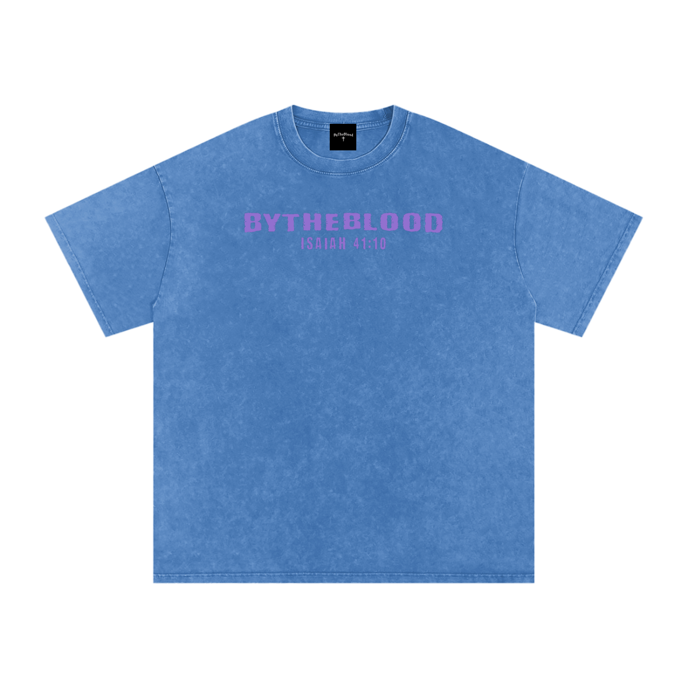 "Faith Over Fear" - Acid Washed T-Shirt Light Blue