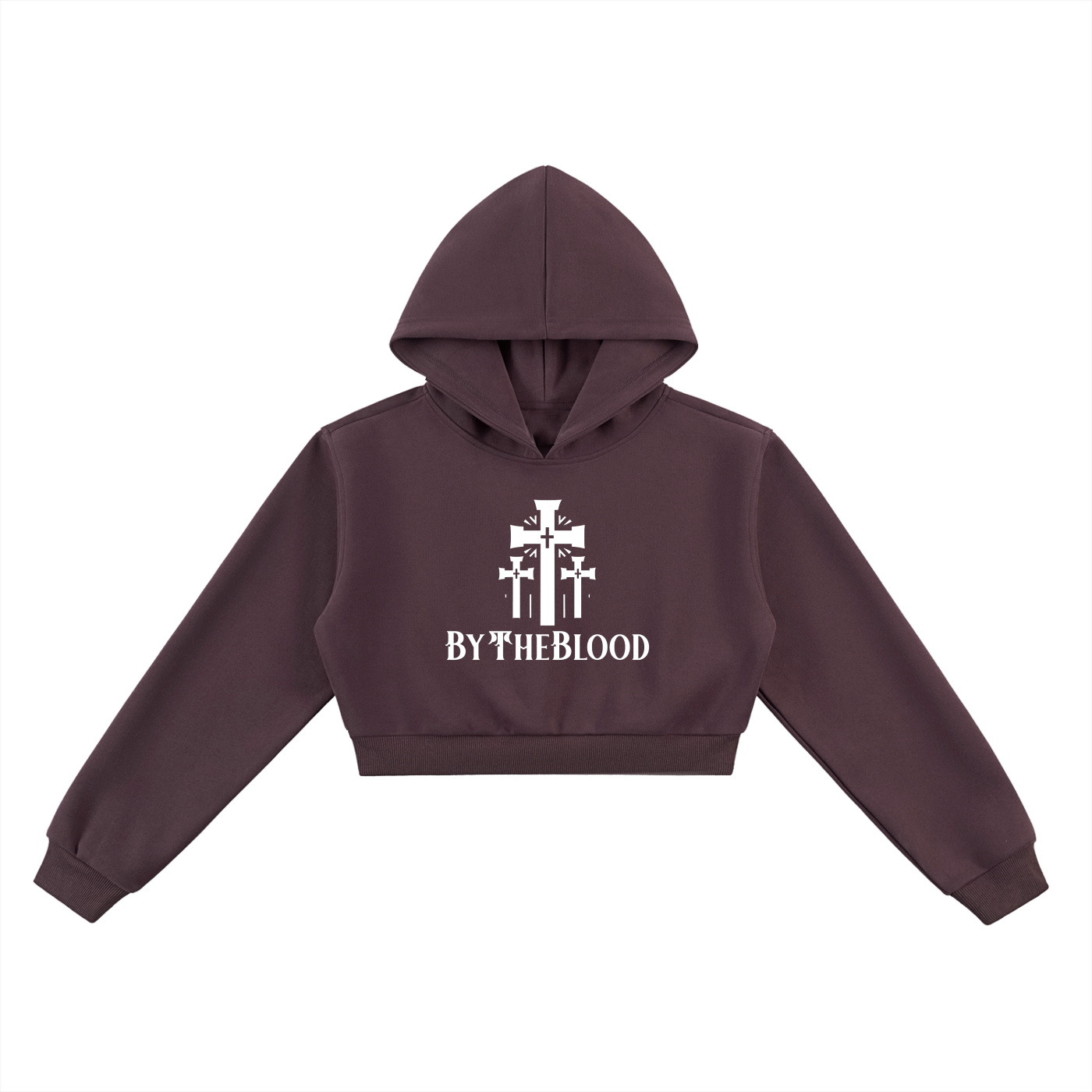 "The 3 Crosses" - Women's Cropped Hoodie Red