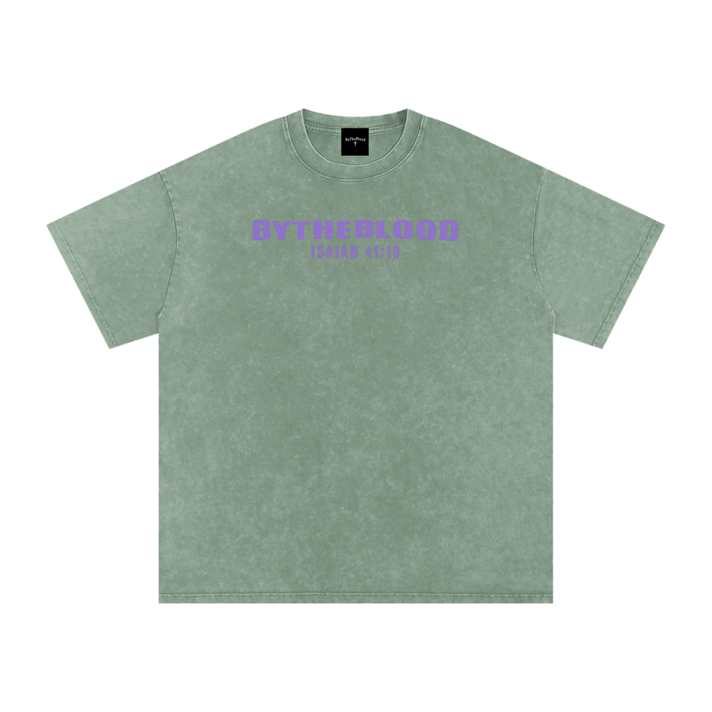 "Faith Over Fear" - Acid Washed T-Shirt Green