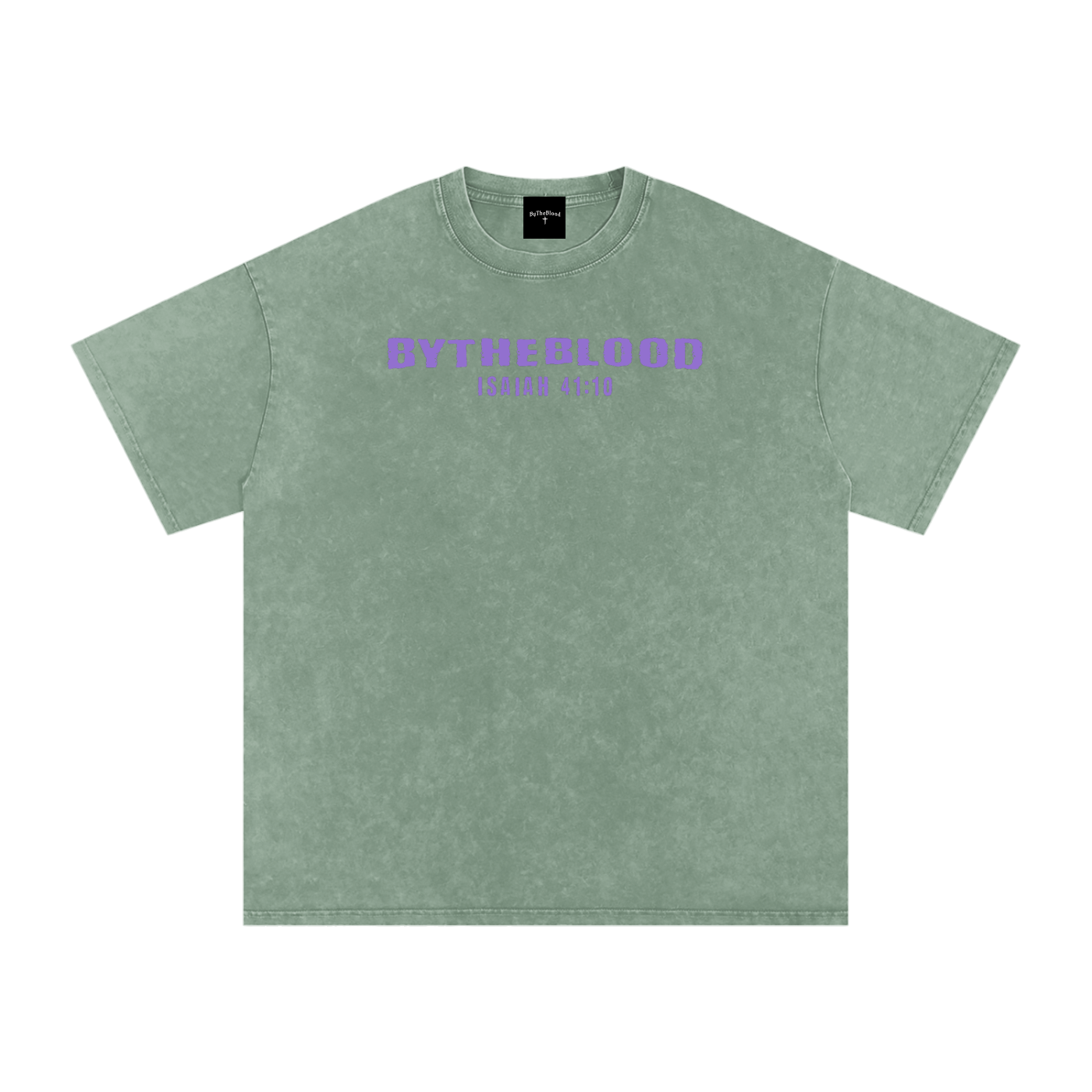 "Faith Over Fear" - Acid Washed T-Shirt Green