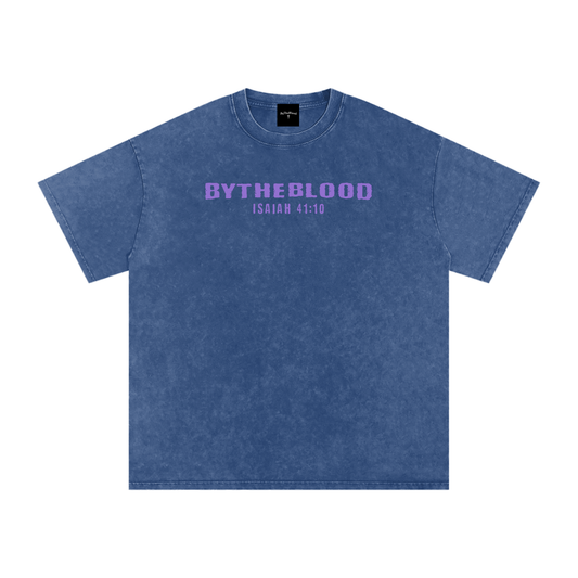 "Faith Over Fear" - Acid Washed T-Shirt Dark Blue