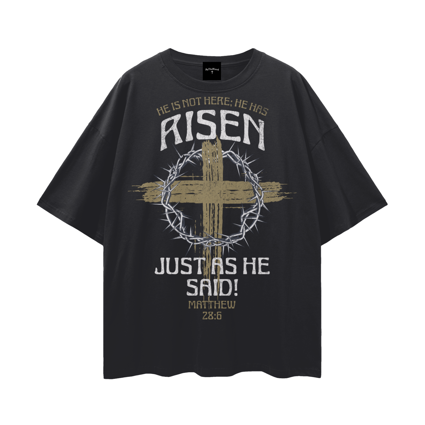 "Matthew 28:6" - Graphic T-Shirt Black