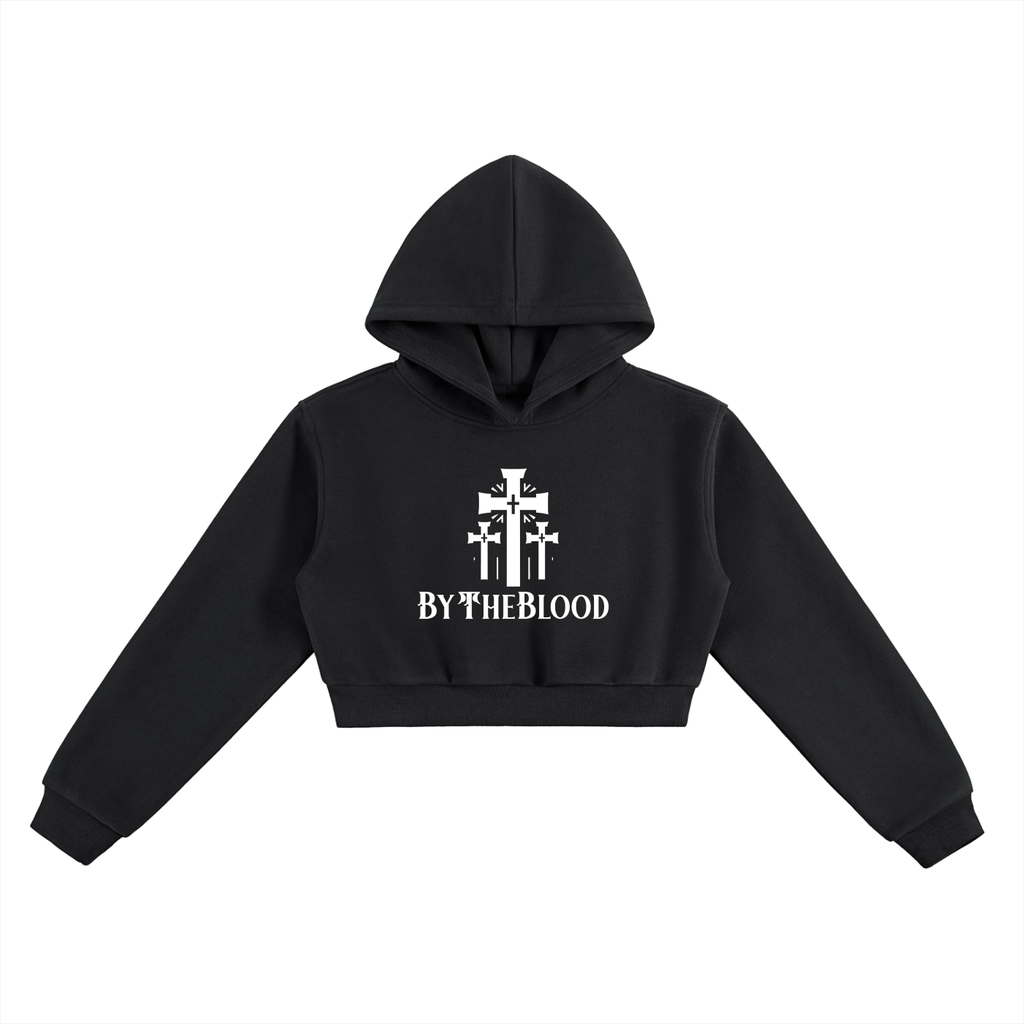 "The 3 Crosses" - Women's Cropped Hoodie Black