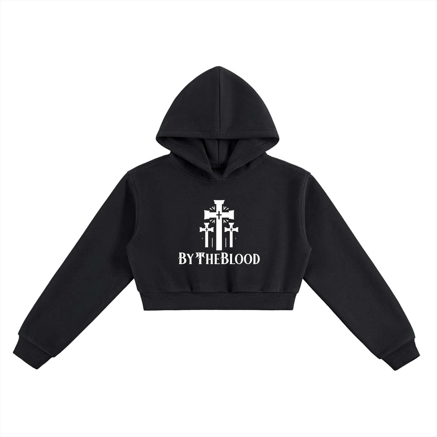 "The 3 Crosses" - Women's Cropped Hoodie Black