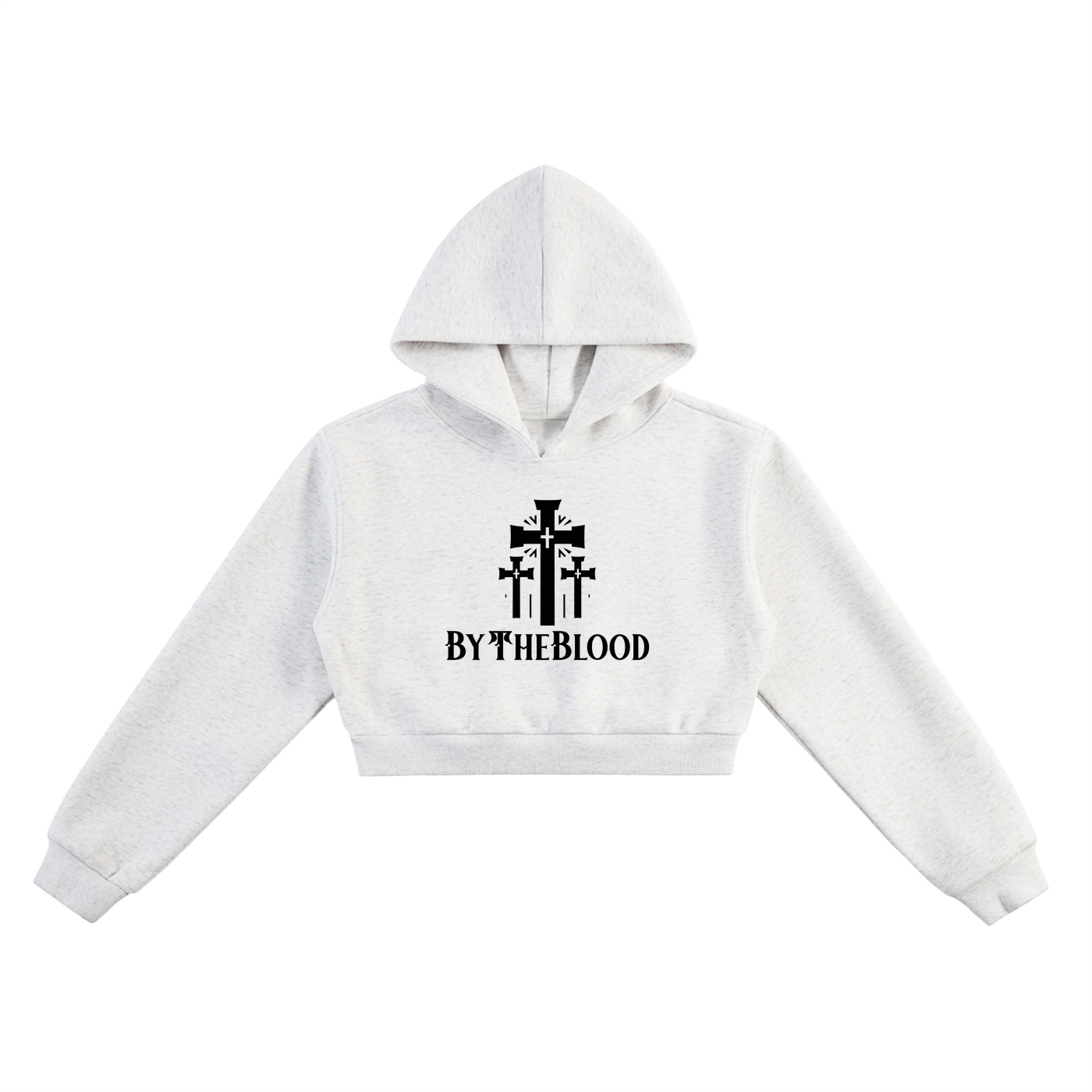 "The 3 Crosses" - Women's Cropped Hoodie White