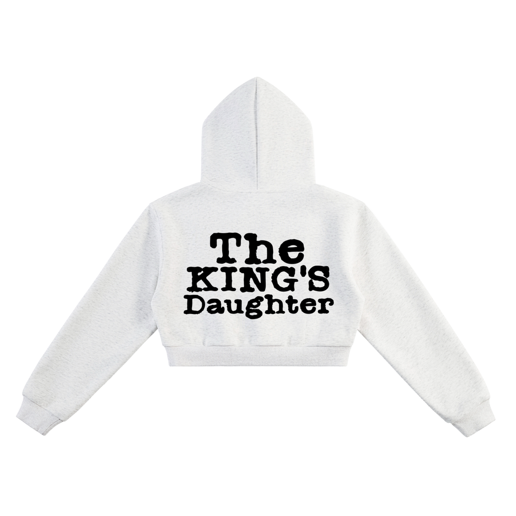 "The 3 Crosses" - Women's Cropped Hoodie White