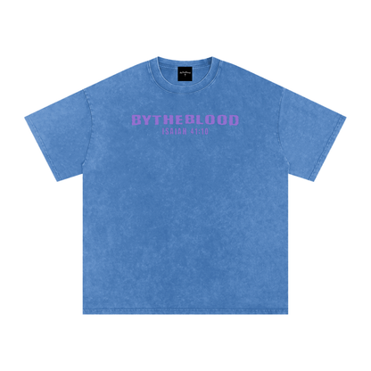 "Faith Over Fear" - Acid Washed T-Shirt Light Blue