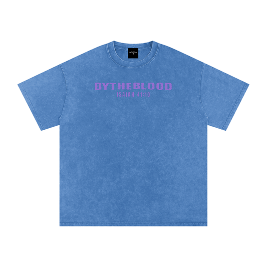"Faith Over Fear" - Acid Washed T-Shirt Light Blue